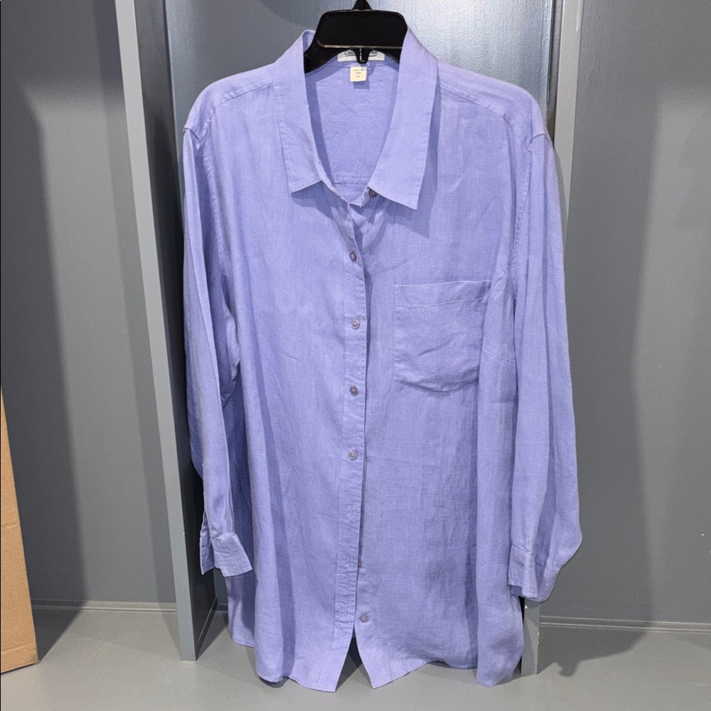Coldwater Creek Periwinkle blue Linen Big Shirt Sz 2X - Picture 2 of 6